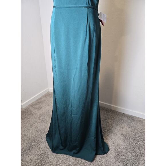 Mac Duggal Bateau Neck Embellished Cap Sleeve Gown #55718 Emerald Green, Sz 10 - Picture 9 of 16